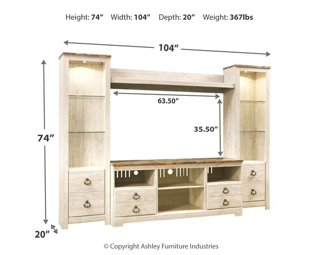 Willowton 4-Piece Entertainment Center Signature Design by Ashley®