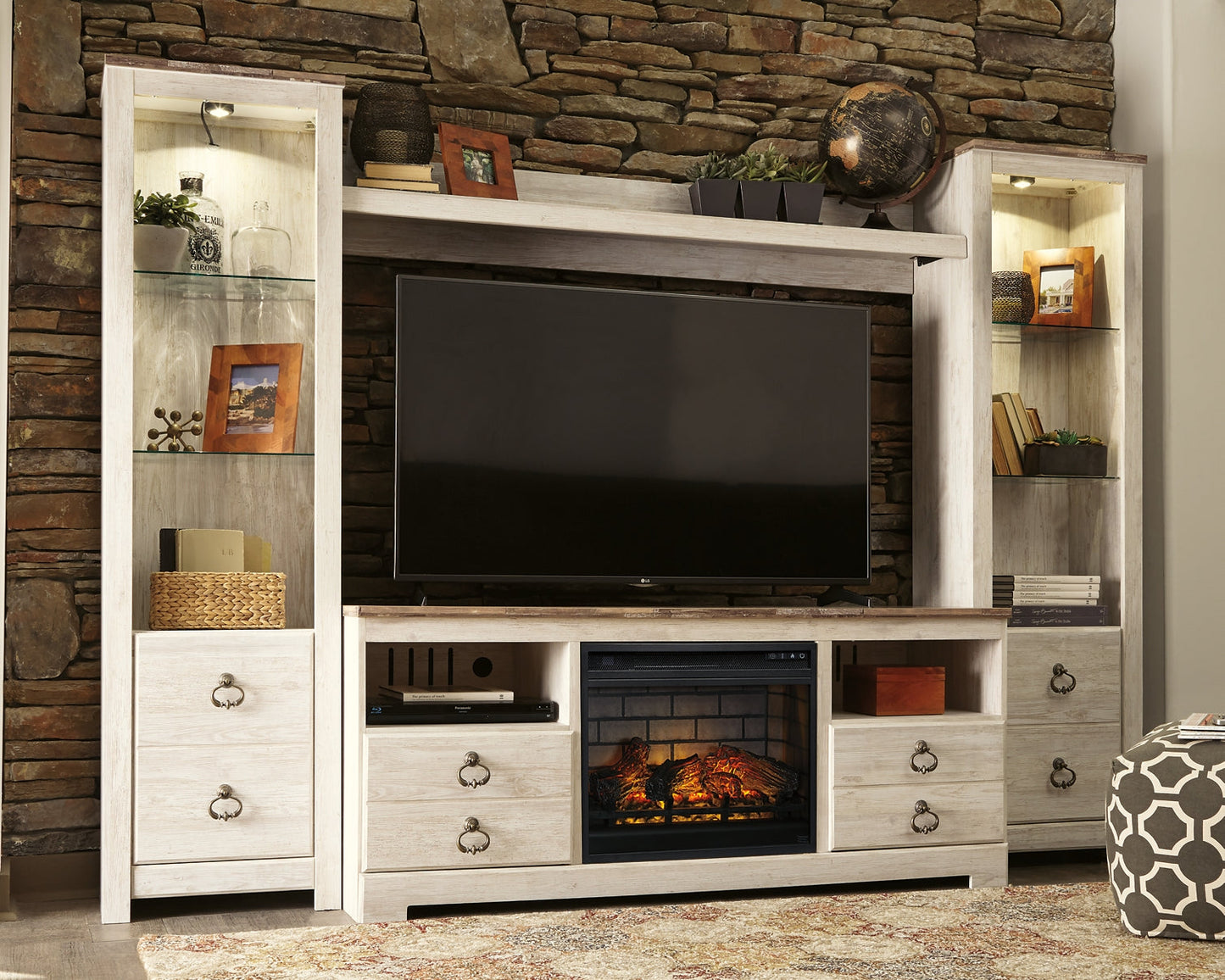 Willowton 4-Piece Entertainment Center with Electric Fireplace Signature Design by Ashley®