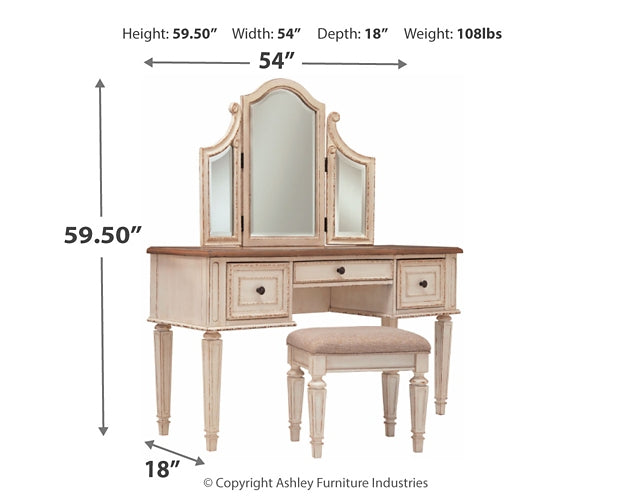 Realyn Vanity/Mirror/Stool (3/CN) Signature Design by Ashley®