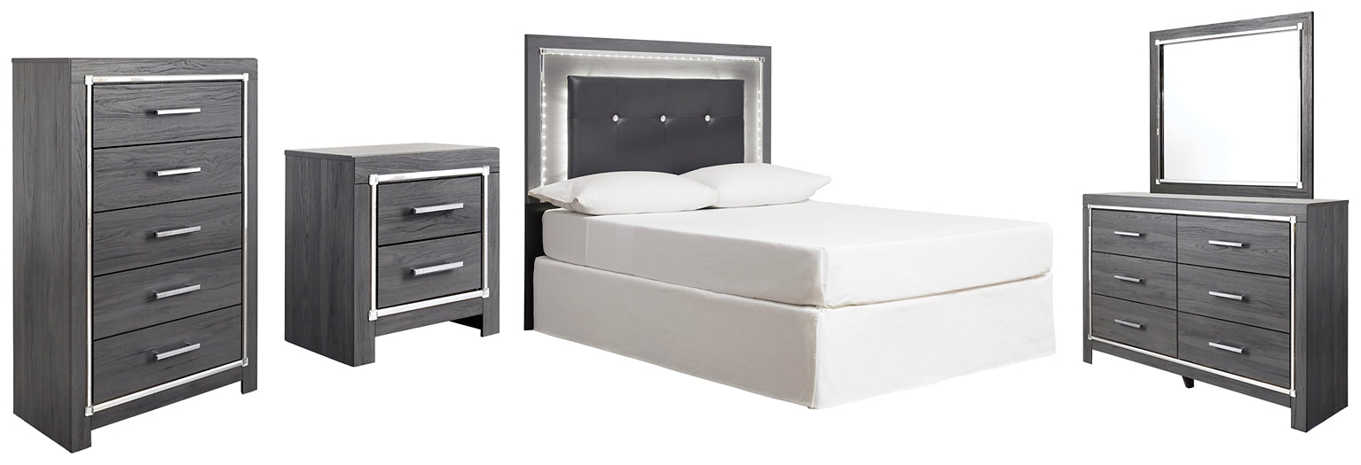Lodanna Full Upholstered Panel Headboard Bed with Mirrored Dresser, Chest and Nightstand Signature Design by Ashley®