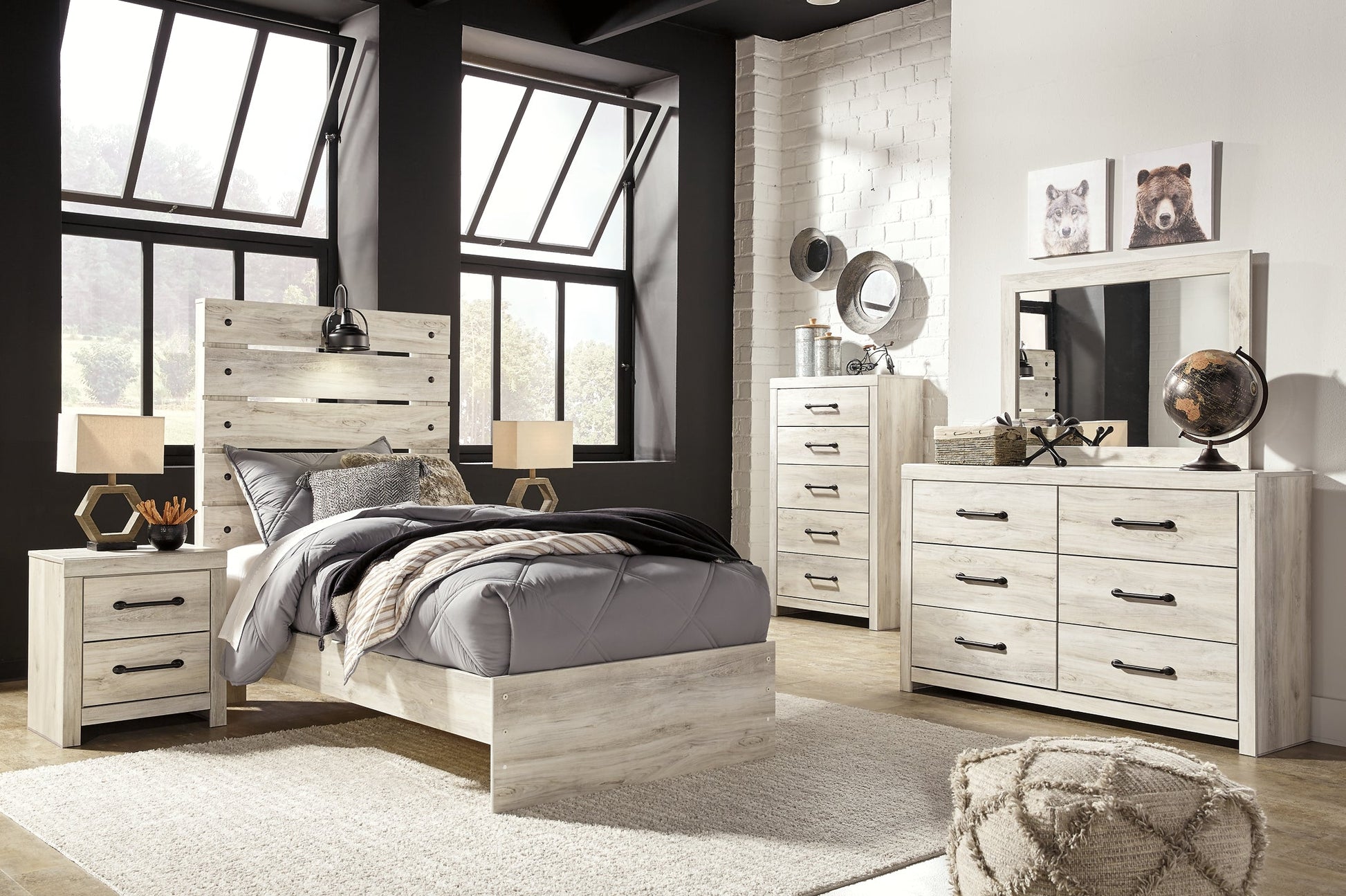 Cambeck Twin Panel Bed with Mirrored Dresser, Chest and Nightstand Signature Design by Ashley®