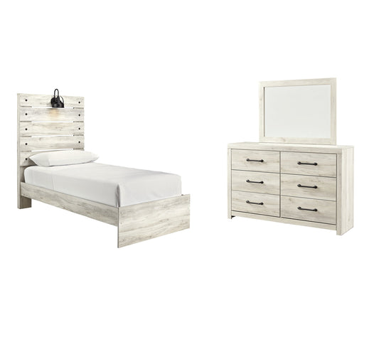 Cambeck Twin Panel Bed with Mirrored Dresser Signature Design by Ashley®