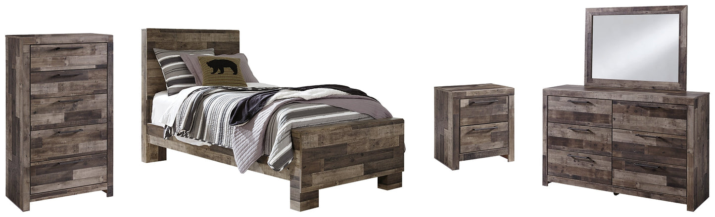 Derekson Twin Panel Bed with Mirrored Dresser, Chest and Nightstand Benchcraft®