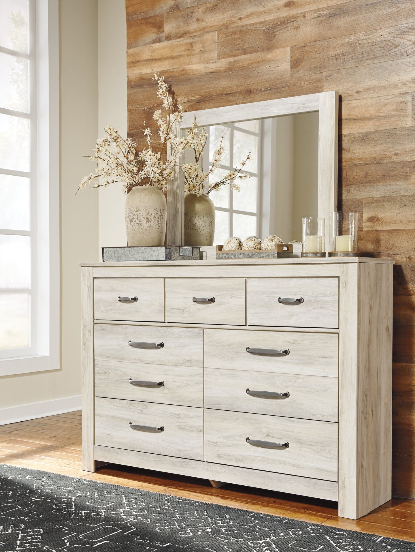 Bellaby  Panel Bed With Mirrored Dresser And Chest Signature Design by Ashley®