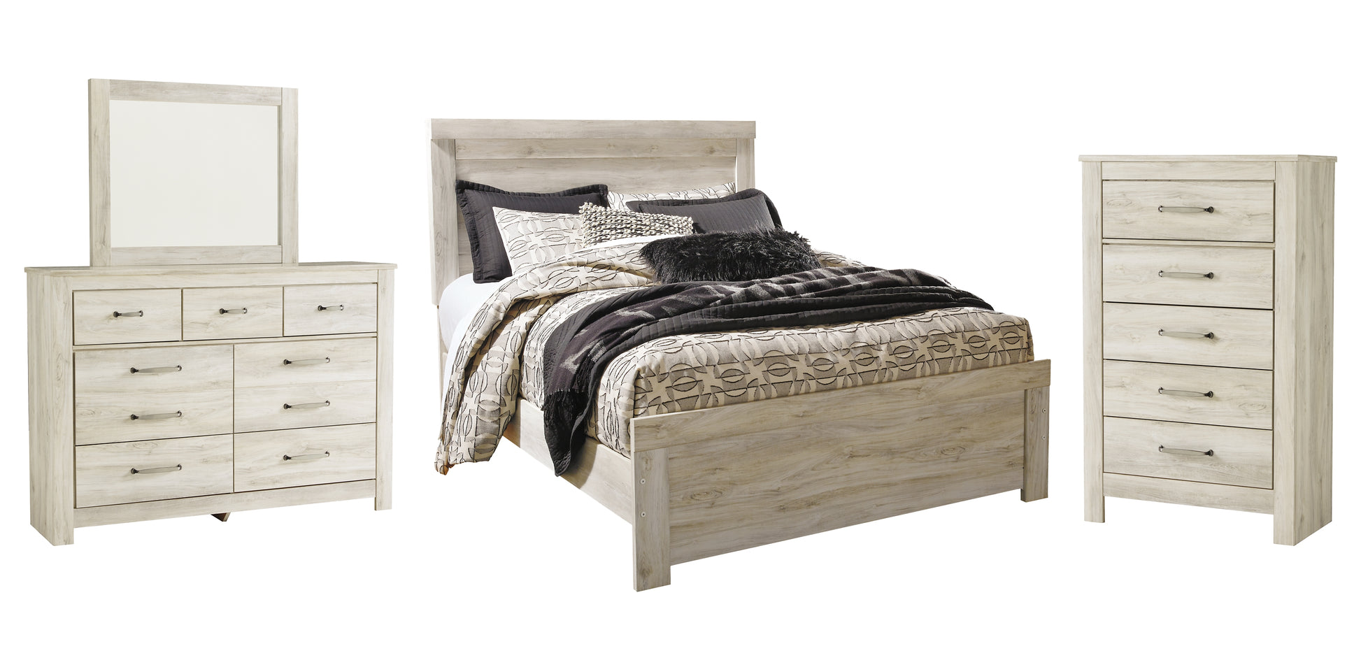 Bellaby  Panel Bed With Mirrored Dresser And Chest Signature Design by Ashley®