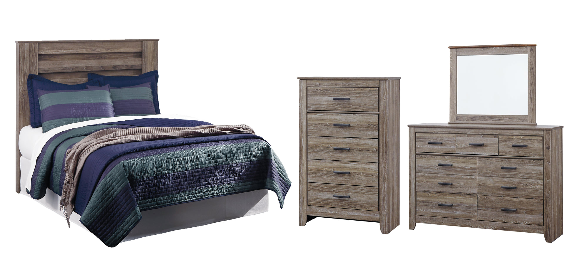 Zelen / Panel Headboard With Mirrored Dresser, Chest And Nightstand Signature Design by Ashley®