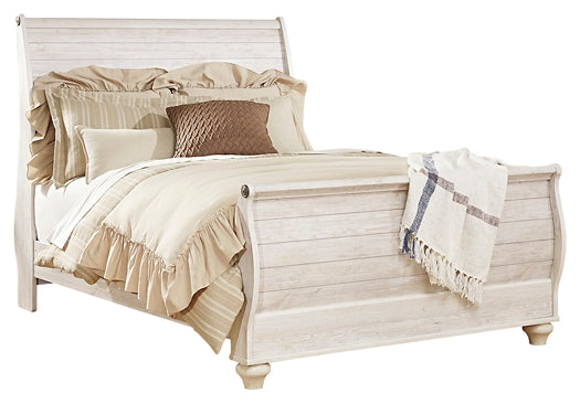 Willowton  Sleigh Bed With Mirrored Dresser Signature Design by Ashley®