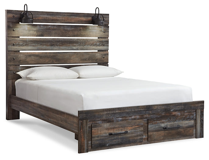 Drystan Queen Panel Bed with 2 Storage Drawers with Mirrored Dresser and 2 Nightstands Signature Design by Ashley®