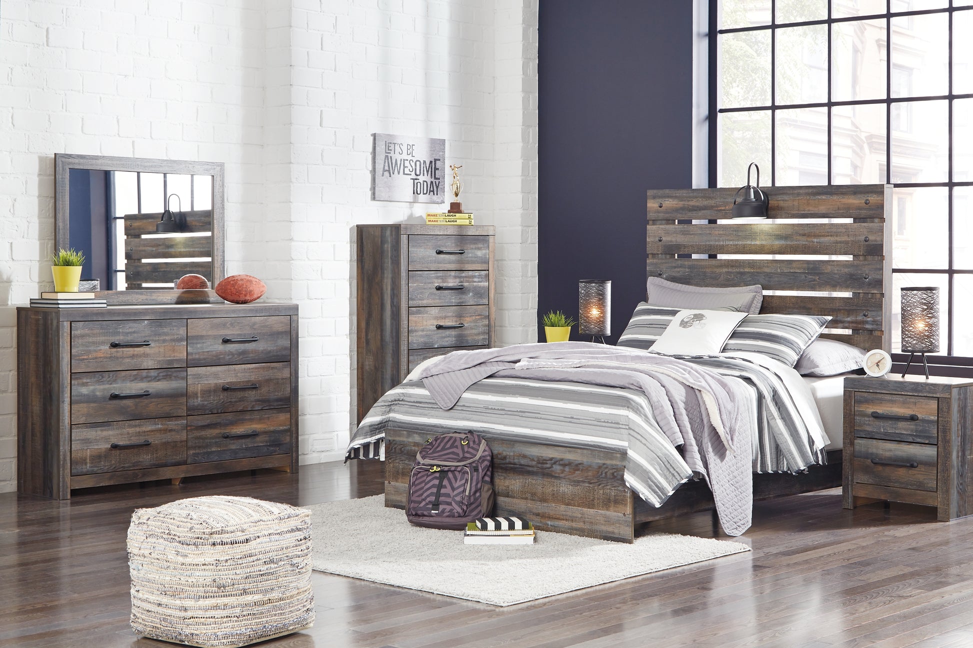 Drystan  Panel Bed With Mirrored Dresser And Chest Signature Design by Ashley®