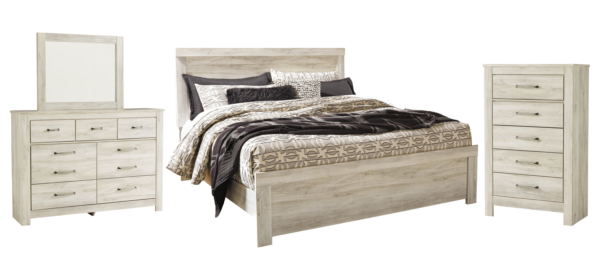 Bellaby  Panel Bed With Mirrored Dresser And Chest Signature Design by Ashley®
