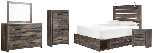 Drystan Queen Panel Bed with 2 Storage Drawers with Mirrored Dresser, Chest and Nightstand Signature Design by Ashley®