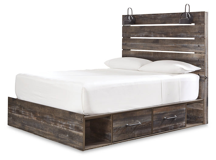 Drystan Queen Panel Bed with 4 Storage Drawers with Mirrored Dresser, Chest and Nightstand Signature Design by Ashley®