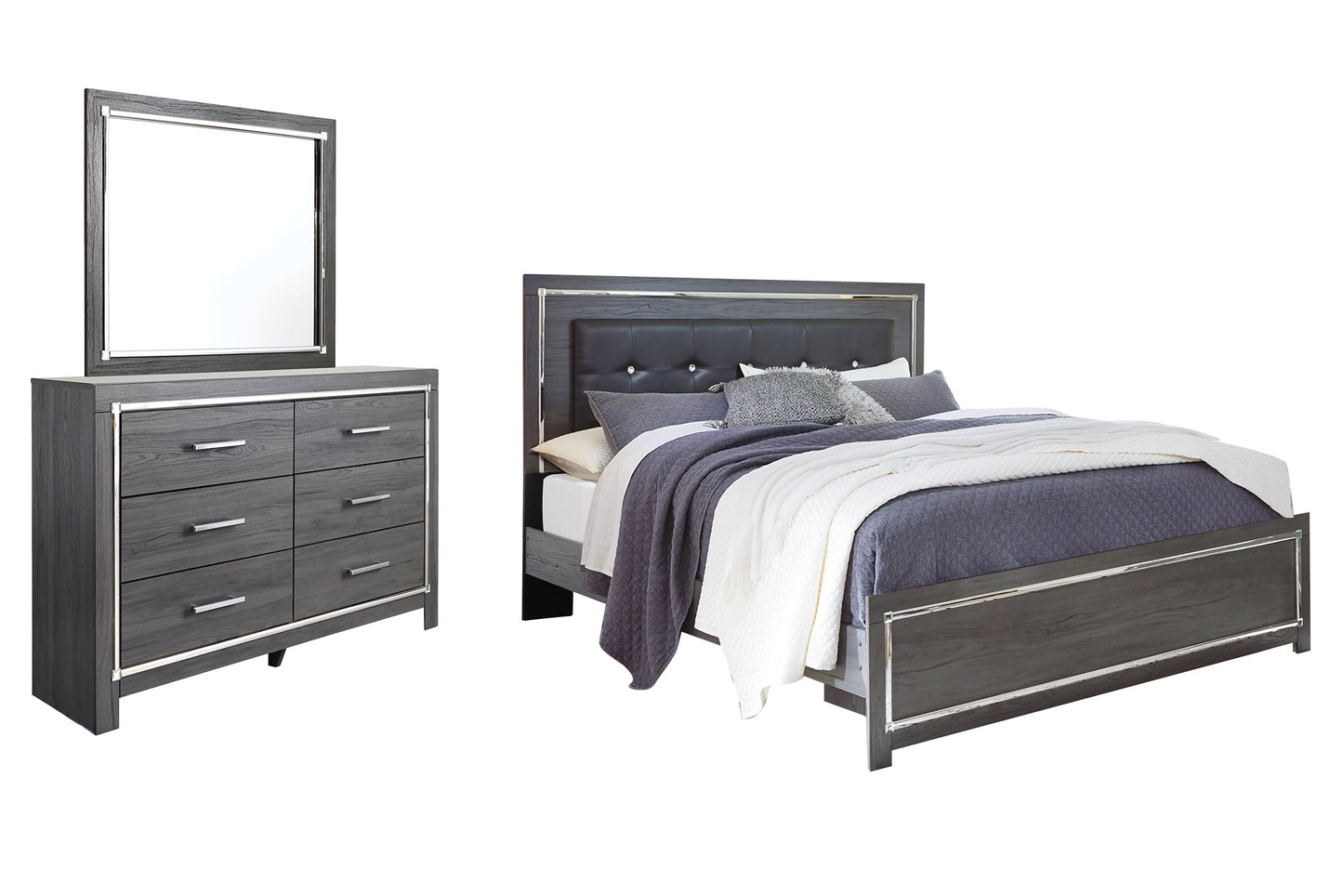 Lodanna King Panel Bed with Mirrored Dresser Signature Design by Ashley®