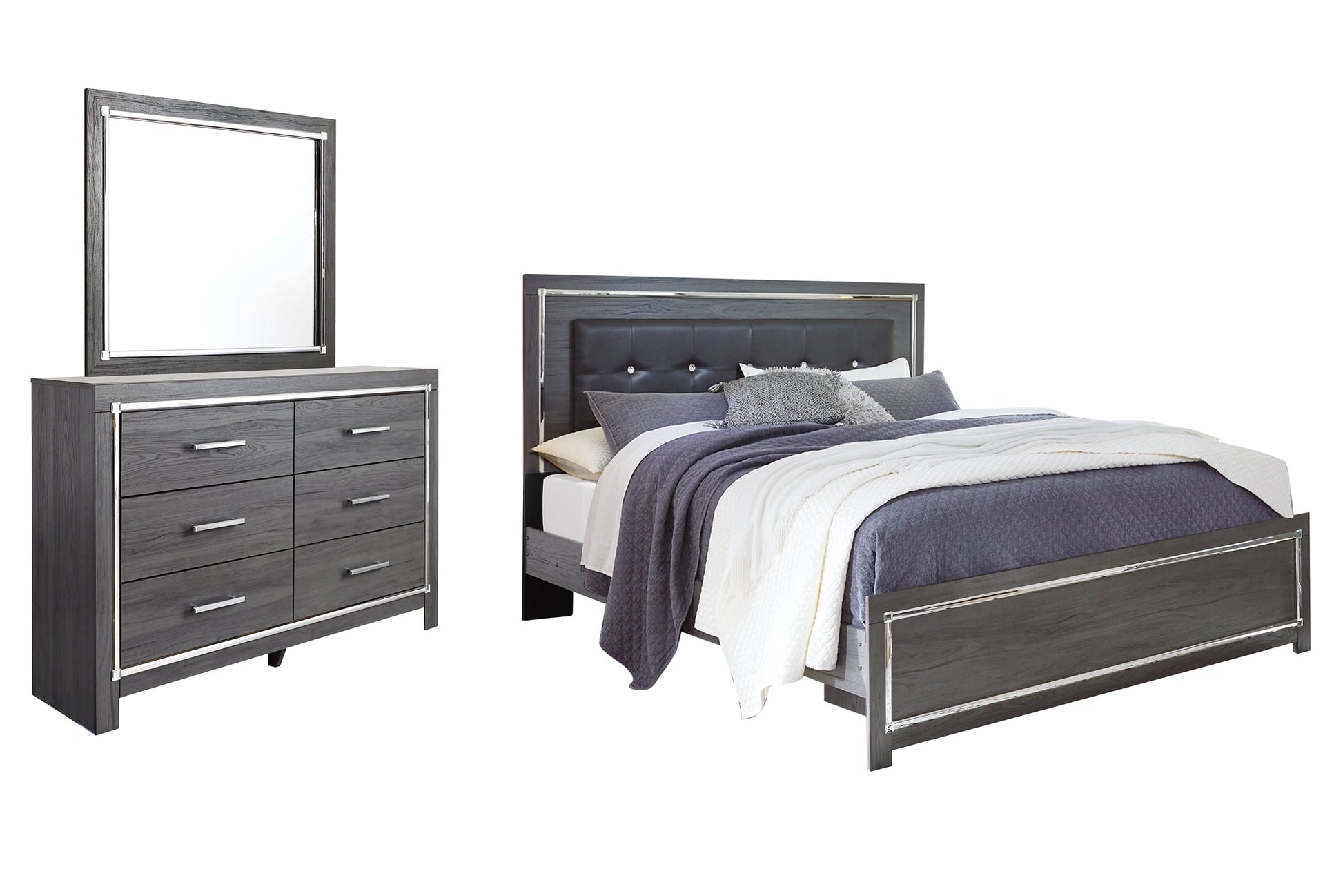 Lodanna King Panel Bed with Mirrored Dresser Signature Design by Ashley®
