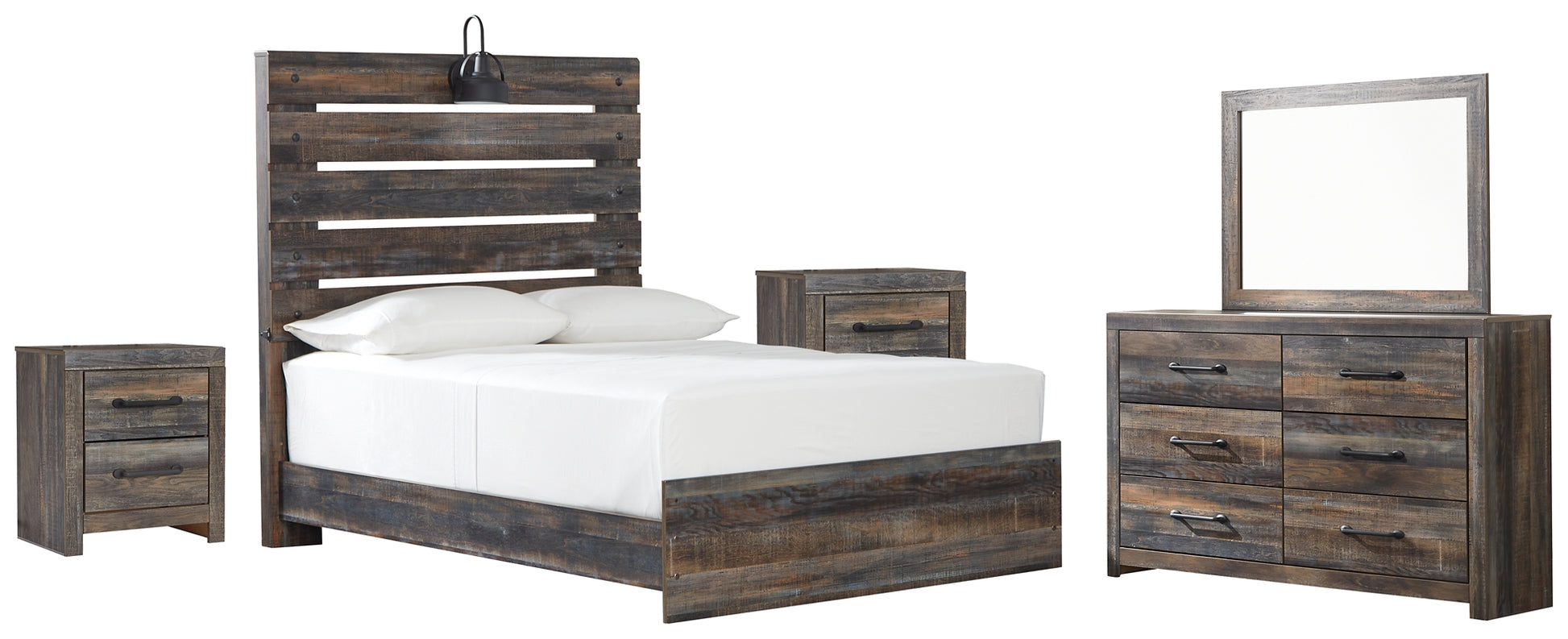 Drystan  Panel Bed With Mirrored Dresser And 2 Nightstands Signature Design by Ashley®