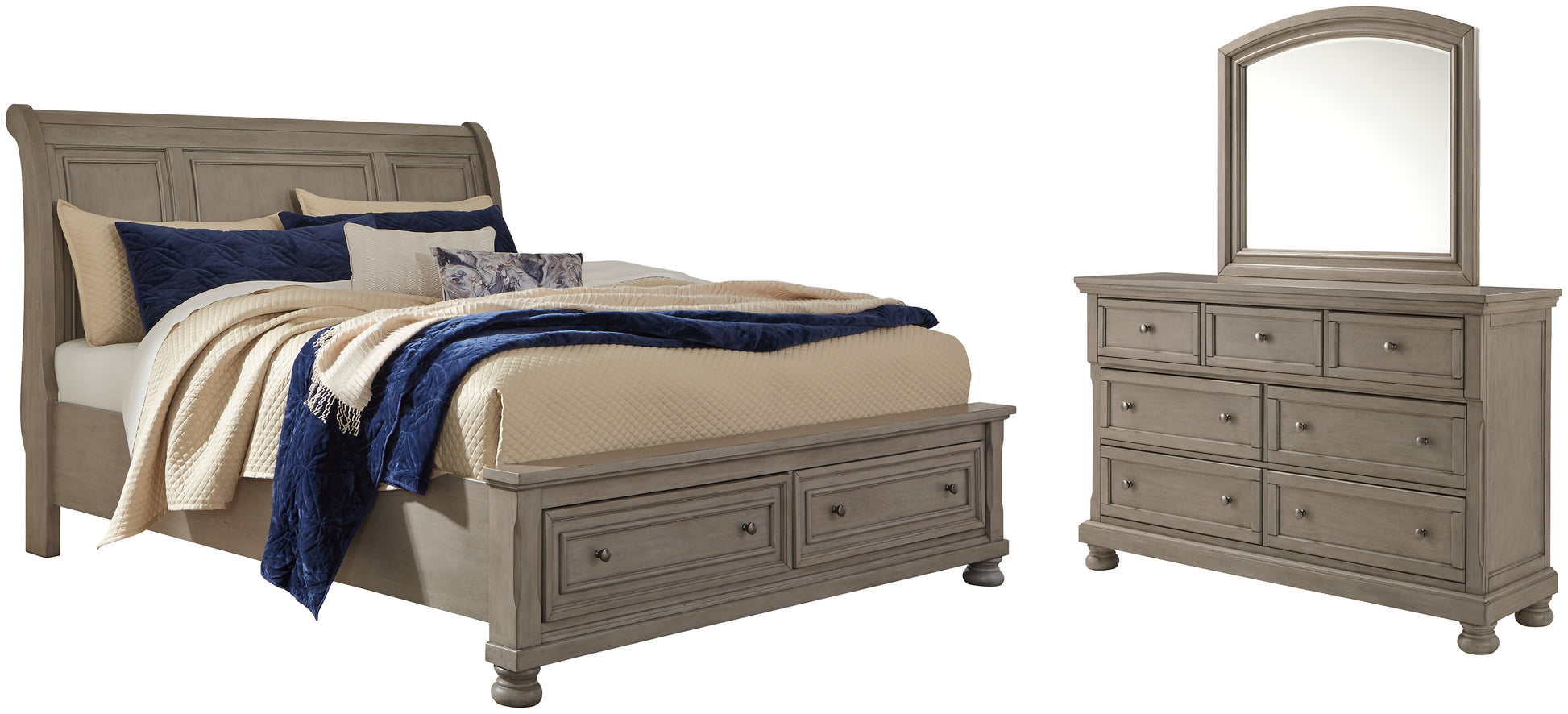 Lettner California King Sleigh Bed with Mirrored Dresser Signature Design by Ashley®