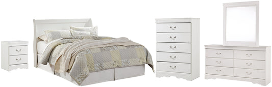 Anarasia Queen Sleigh Headboard Bed with Mirrored Dresser, Chest and Nightstand Signature Design by Ashley®