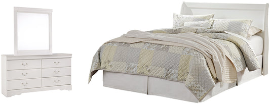 Anarasia Queen Sleigh Headboard Bed with Mirrored Dresser Signature Design by Ashley®