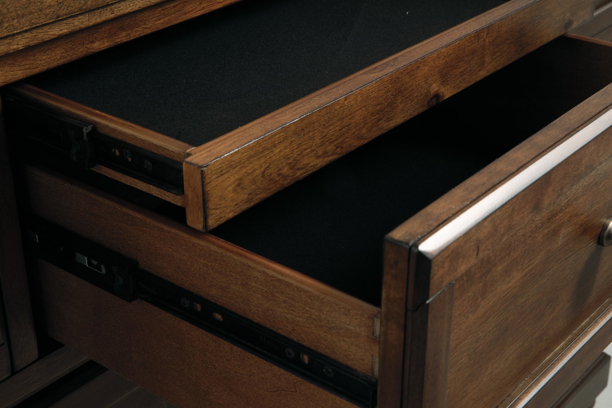 Flynnter California King Panel Bed with 2 Storage Drawers with Mirrored Dresser, Chest and Nightstand Signature Design by Ashley®