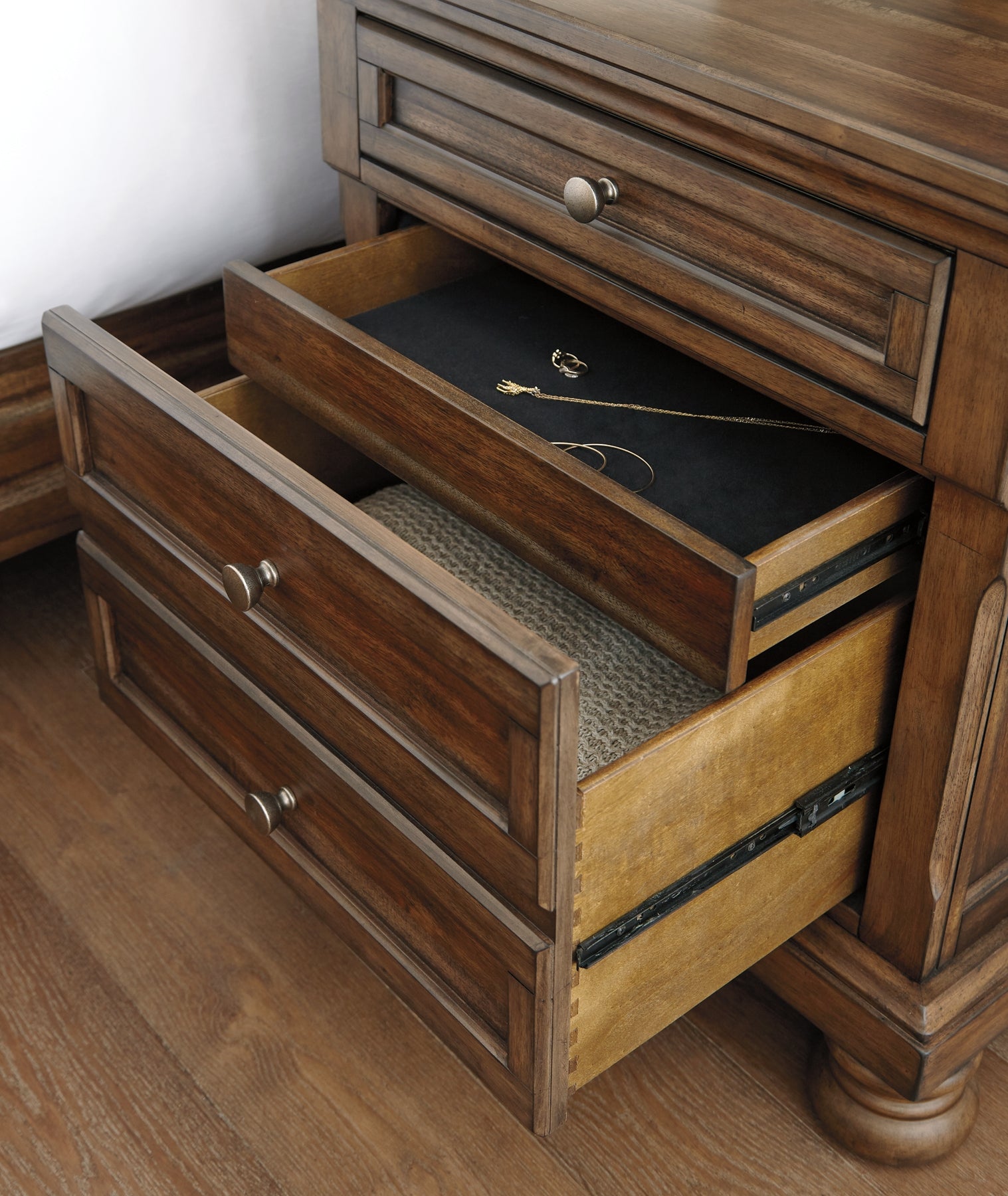 Flynnter California King Panel Bed with 2 Storage Drawers with Mirrored Dresser, Chest and Nightstand Signature Design by Ashley®