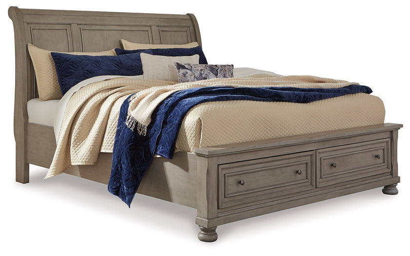 Lettner Queen Sleigh Bed with 2 Storage Drawers with Mirrored Dresser Signature Design by Ashley®