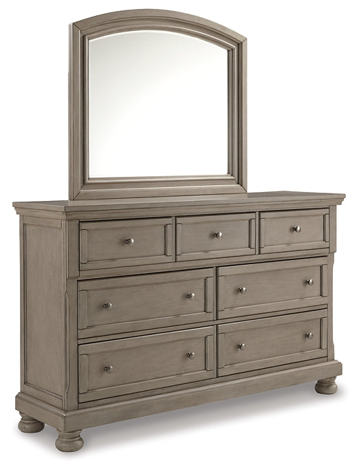 Lettner Queen Sleigh Bed with 2 Storage Drawers with Mirrored Dresser Signature Design by Ashley®