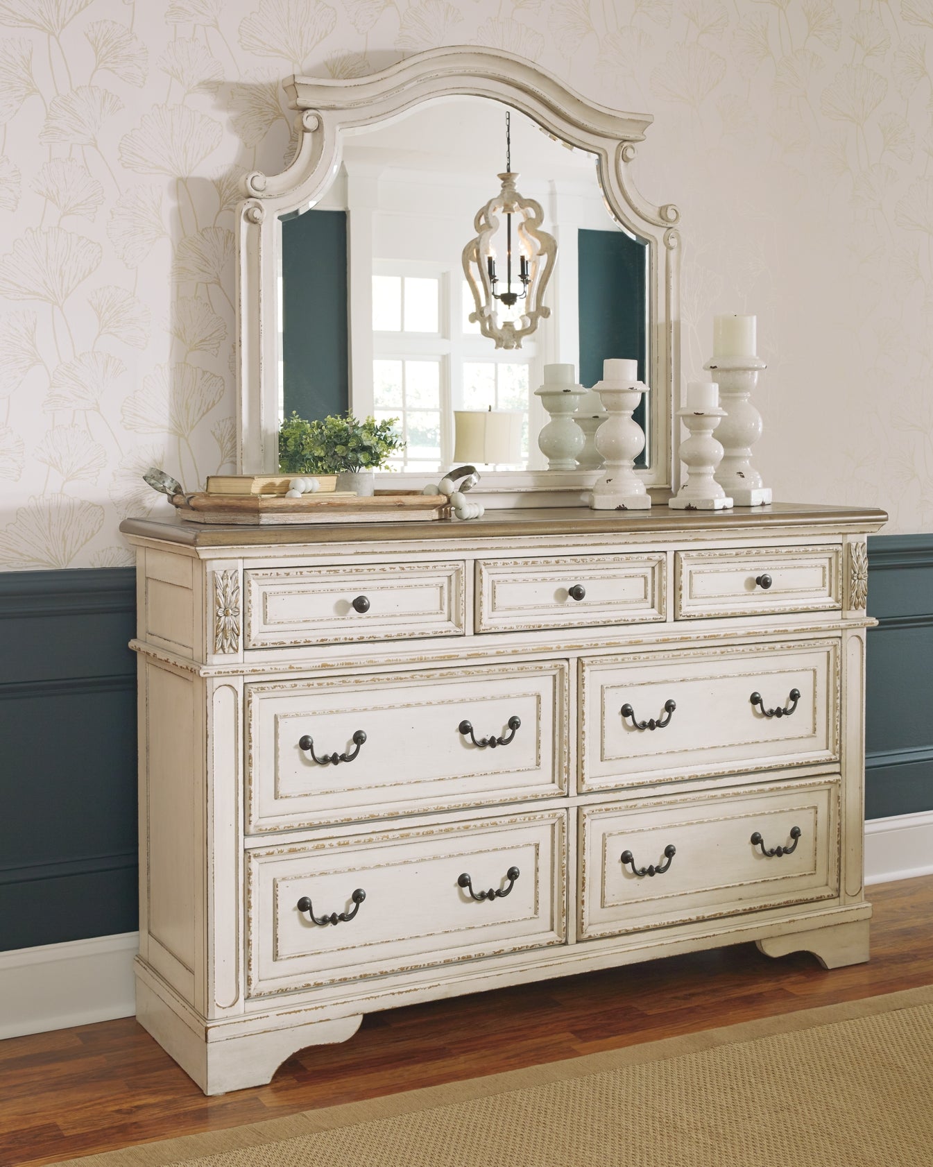 Realyn  Upholstered Panel Bed With Mirrored Dresser And Chest Signature Design by Ashley®