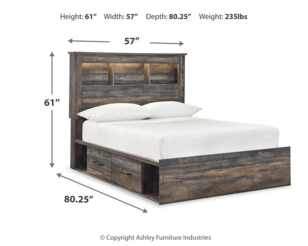Drystan Full Bookcase Bed with 4 Storage Drawers with Mirrored Dresser and Chest Signature Design by Ashley®
