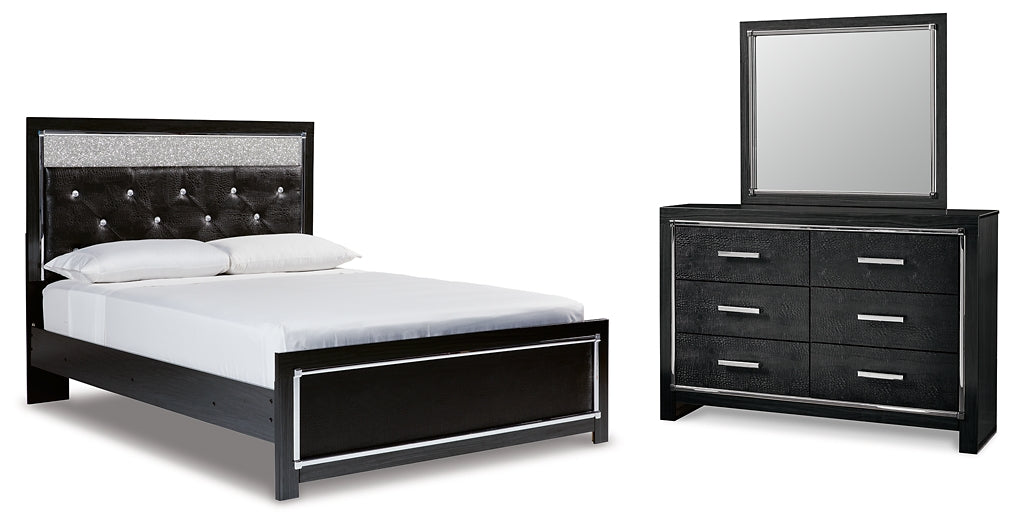Kaydell Queen Upholstered Panel Bed with Mirrored Dresser Signature Design by Ashley®
