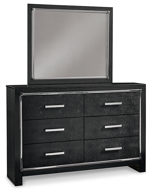 Kaydell King Upholstered Panel Storage Platform Bed with Mirrored Dresser and Chest Signature Design by Ashley®