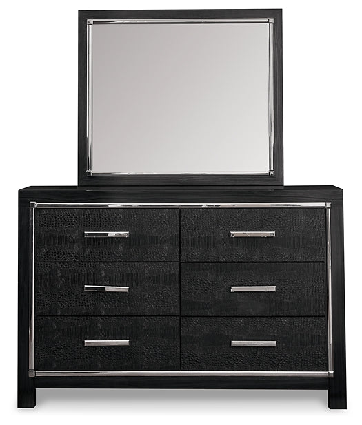 Kaydell King Upholstered Panel Storage Platform Bed with Mirrored Dresser and Chest Signature Design by Ashley®