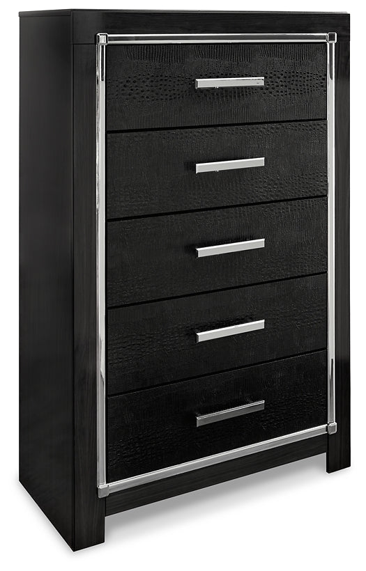 Kaydell King Upholstered Panel Storage Platform Bed with Mirrored Dresser and Chest Signature Design by Ashley®