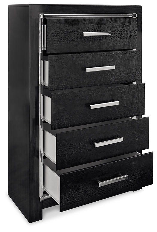 Kaydell King Upholstered Panel Storage Platform Bed with Mirrored Dresser and Chest Signature Design by Ashley®