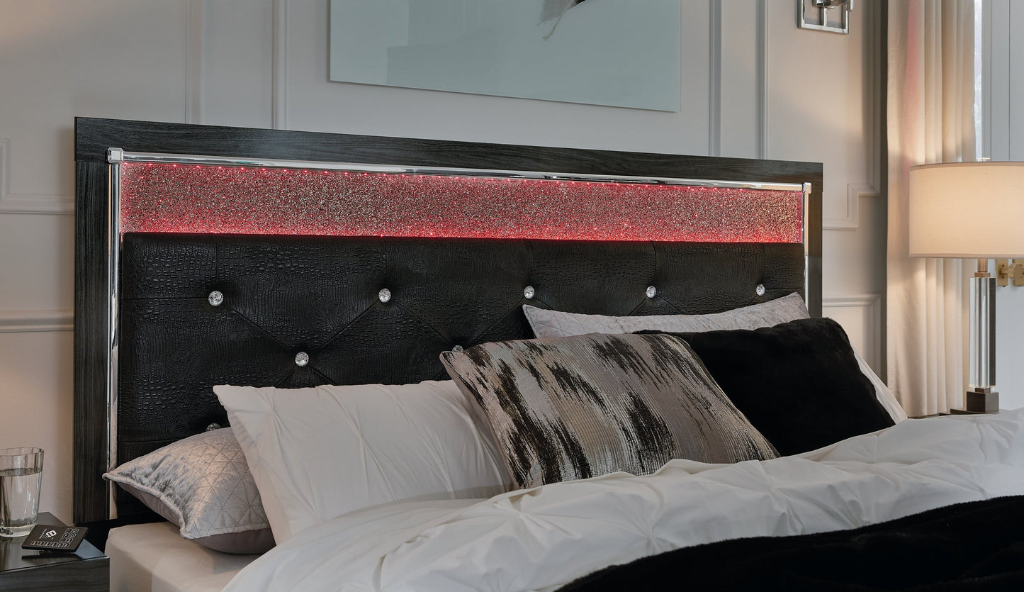 Kaydell King Upholstered Panel Storage Platform Bed with Mirrored Dresser and Chest Signature Design by Ashley®