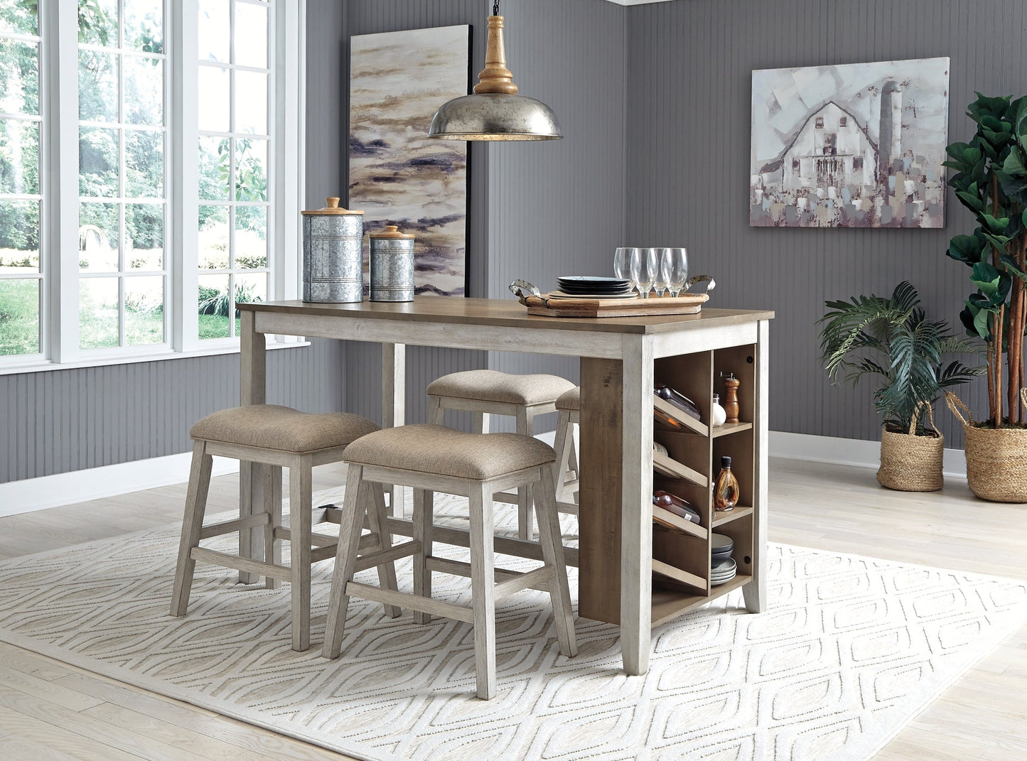 Skempton Counter Height Dining Table and 4 Barstools Signature Design by Ashley®