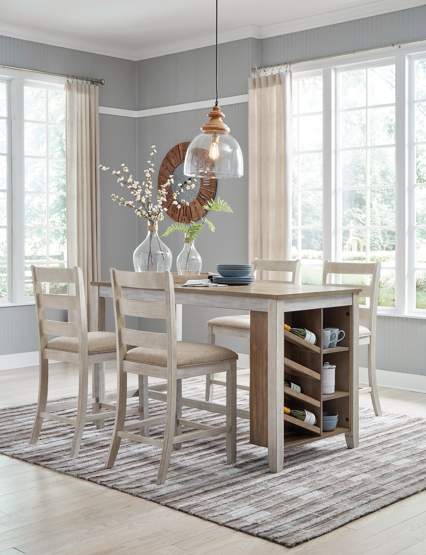 Skempton Counter Height Dining Table and 4 Barstools Signature Design by Ashley®