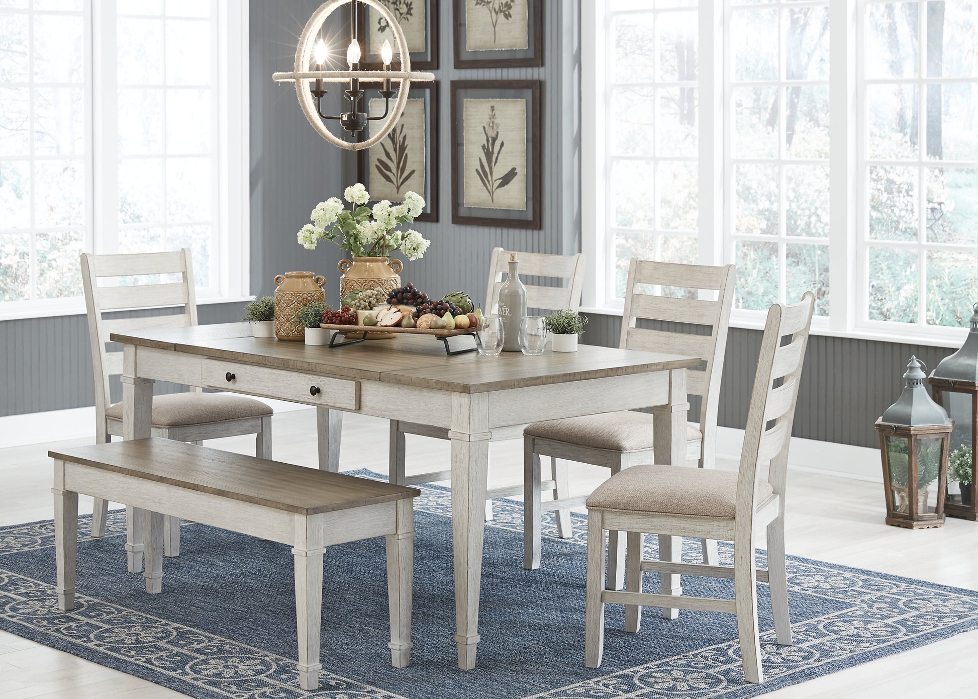 Skempton Dining Table and 4 Chairs and Bench Signature Design by Ashley®