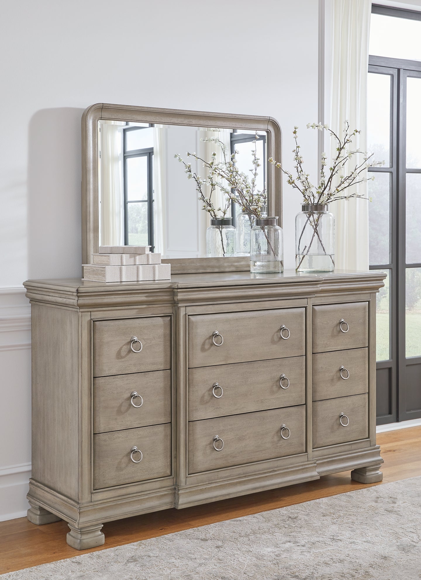 Lexorne California King Sleigh Bed with Mirrored Dresser, Chest and 2 Nightstands Signature Design by Ashley®