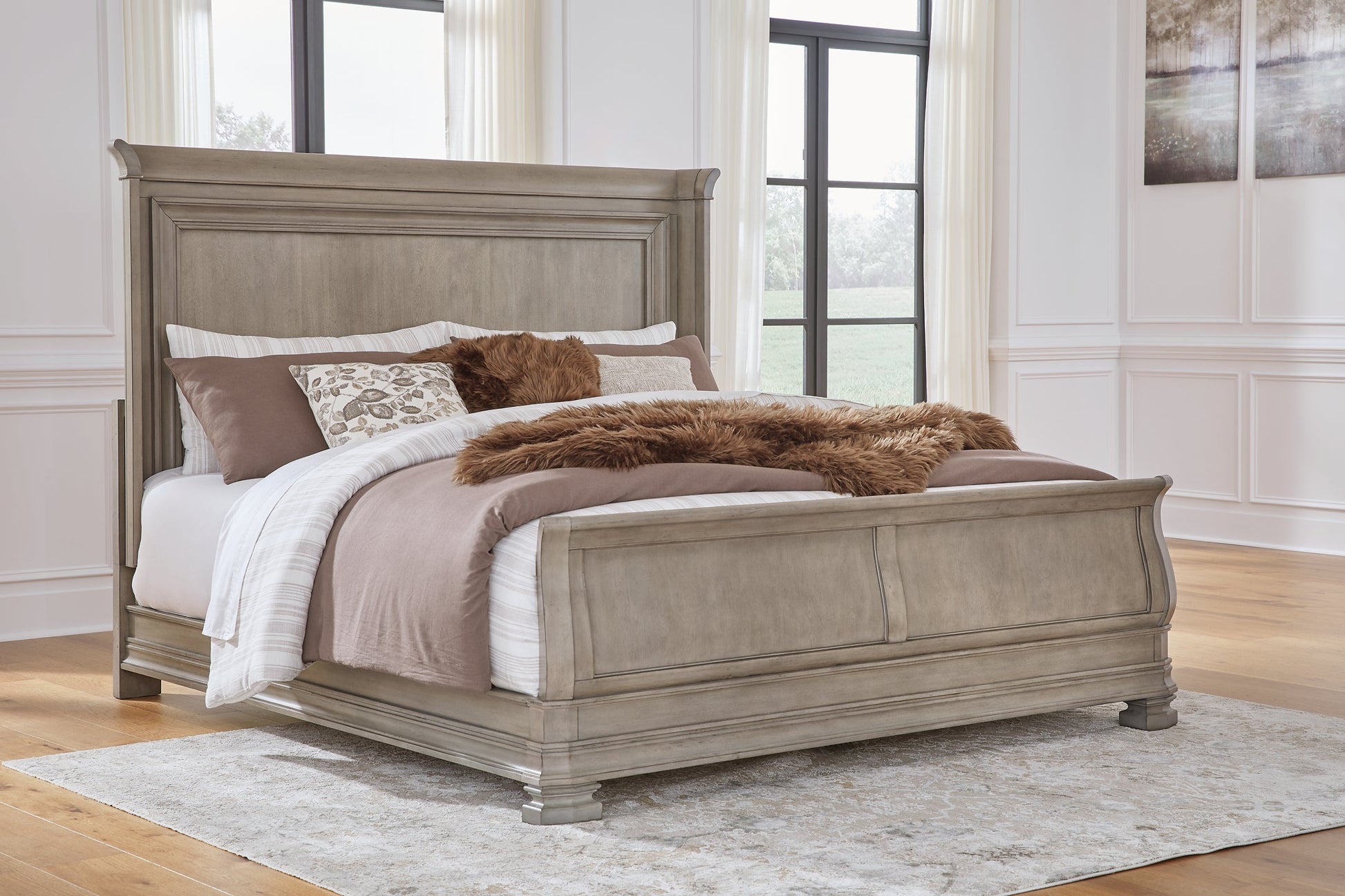 Lexorne California King Sleigh Bed with Mirrored Dresser, Chest and 2 Nightstands Signature Design by Ashley®