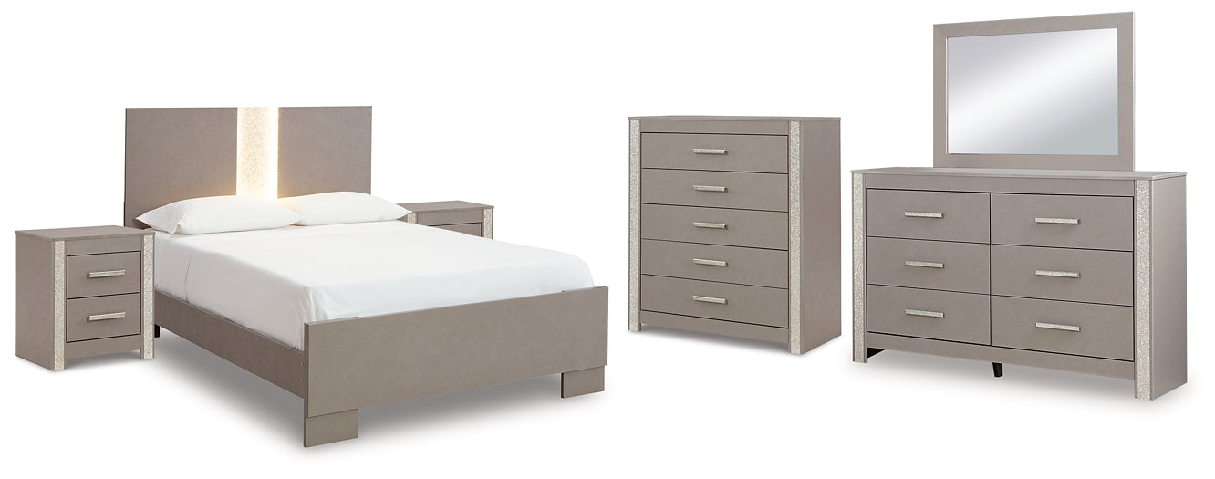 Surancha Full Panel Bed with Mirrored Dresser, Chest and 2 Nightstands Signature Design by Ashley®