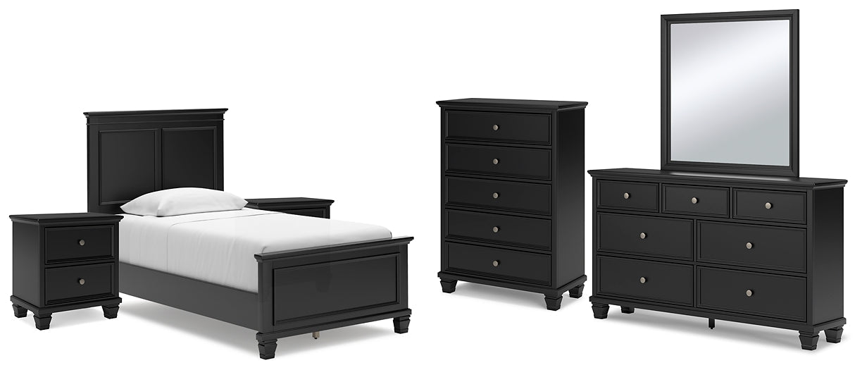 Lanolee Twin Panel Bed with Mirrored Dresser, Chest and 2 Nightstands Signature Design by Ashley®