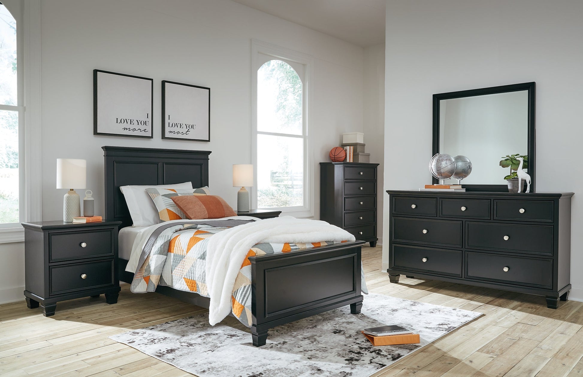 Lanolee Twin Panel Bed with Mirrored Dresser, Chest and 2 Nightstands Signature Design by Ashley®