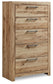Hyanna Twin Panel Bed with Storage with Mirrored Dresser, Chest and Nightstand Signature Design by Ashley®
