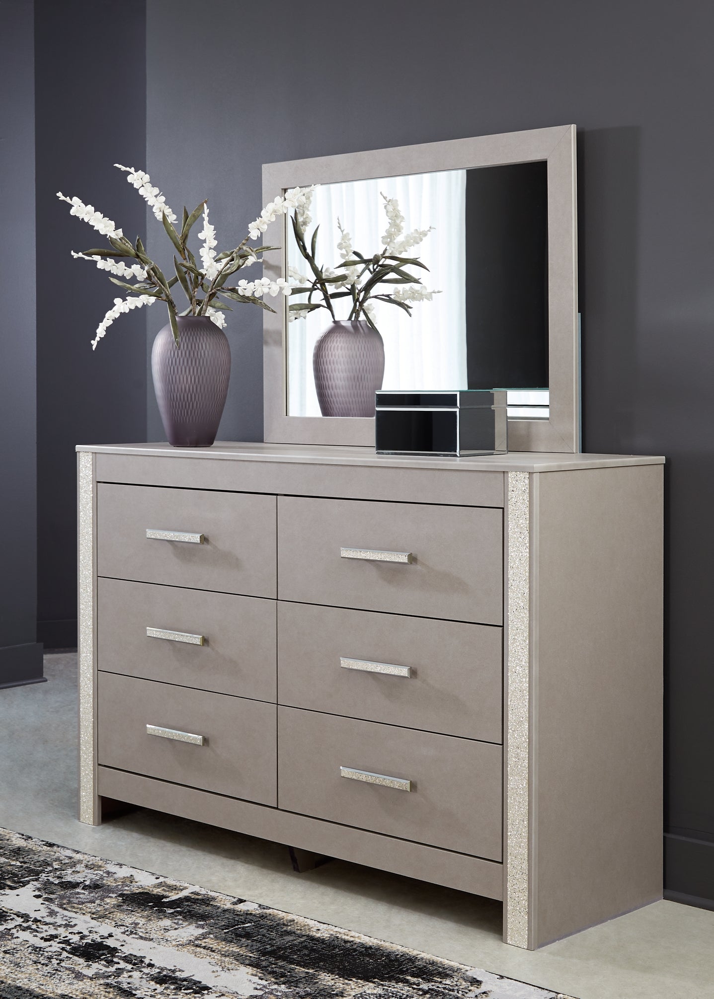 Surancha Full Panel Bed with Mirrored Dresser and 2 Nightstands Signature Design by Ashley®