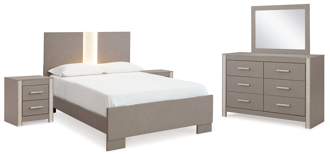 Surancha Full Panel Bed with Mirrored Dresser and 2 Nightstands Signature Design by Ashley®
