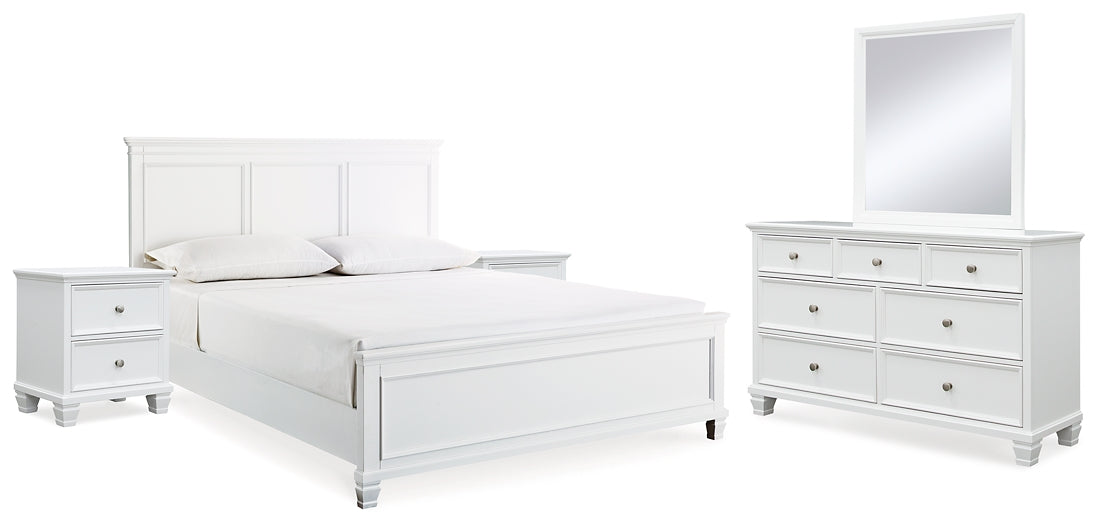 Fortman King Panel Bed with Mirrored Dresser and 2 Nightstands Signature Design by Ashley®