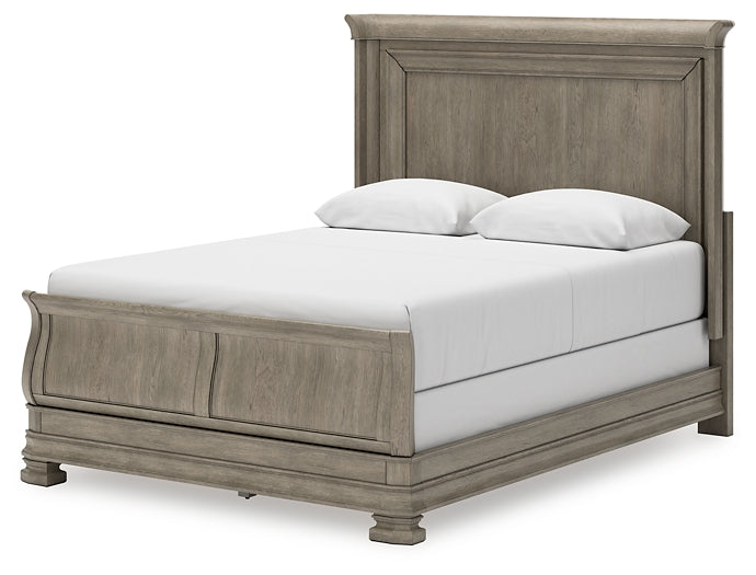 Lexorne Queen Sleigh Bed with Mirrored Dresser, Chest and Nightstand Signature Design by Ashley®