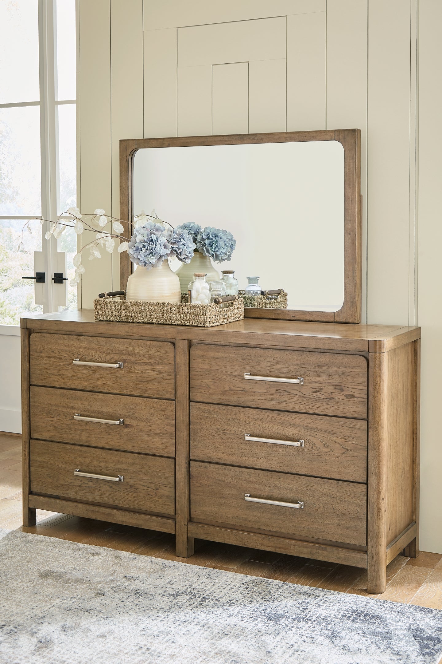 Cabalynn King Panel Bed with Storage with Mirrored Dresser, Chest and Nightstand Signature Design by Ashley®