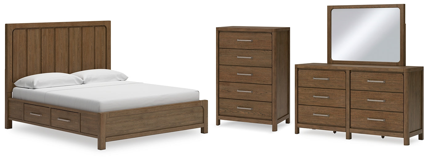 Cabalynn King Panel Bed with Storage with Mirrored Dresser and Chest Signature Design by Ashley®