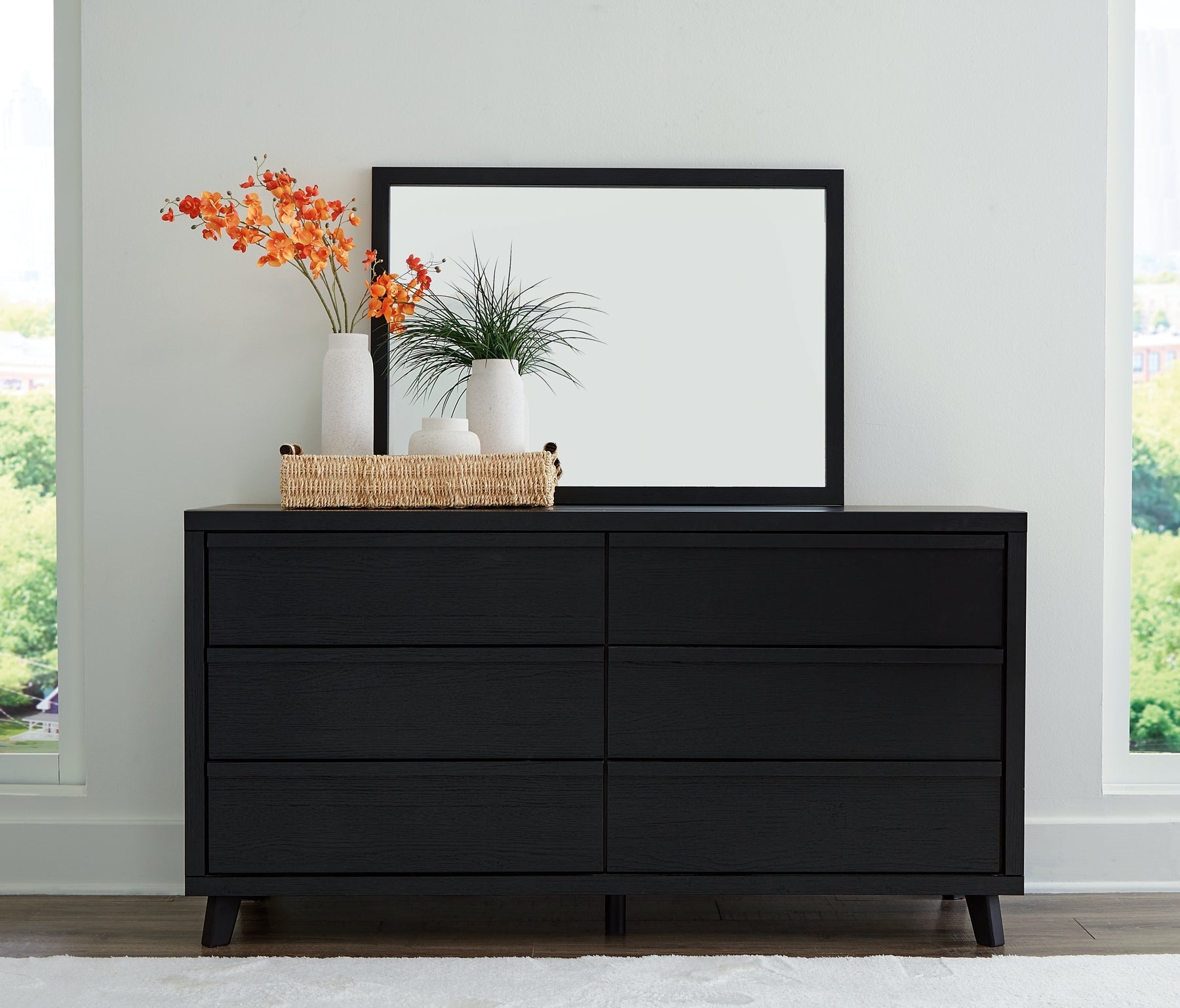 Danziar King Panel Headboard with Mirrored Dresser and 2 Nightstands Signature Design by Ashley®